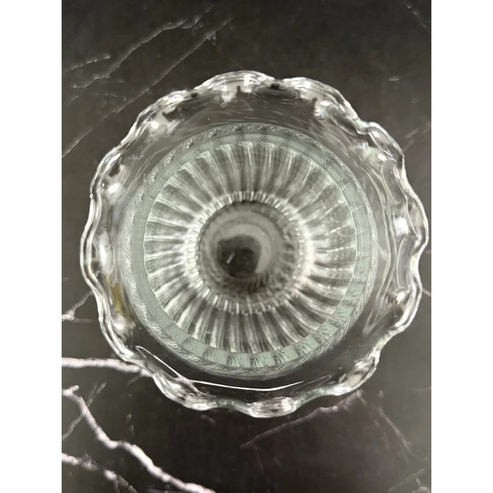 Vintage Clear Indiana Glass Vase Optic Swirl Ruffled Edge 6.5in